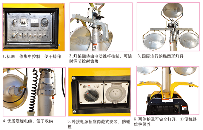 沃爾華GNZM51C氣動(dòng)升降拖車式照明車基本配置